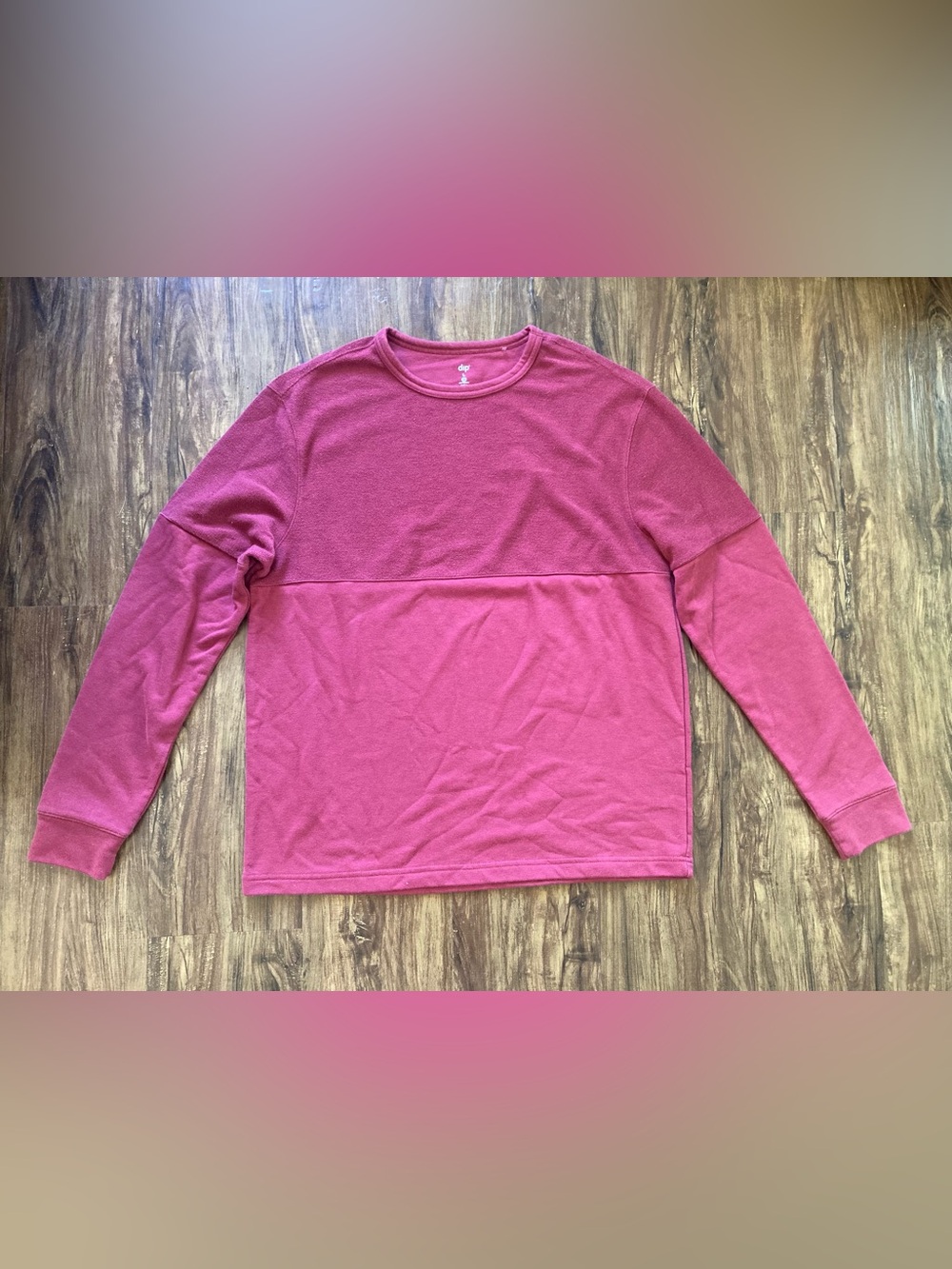 dip Men’s Long Sleeve Crewneck Shirt Size Large Burgundy Fall Eco Friendly